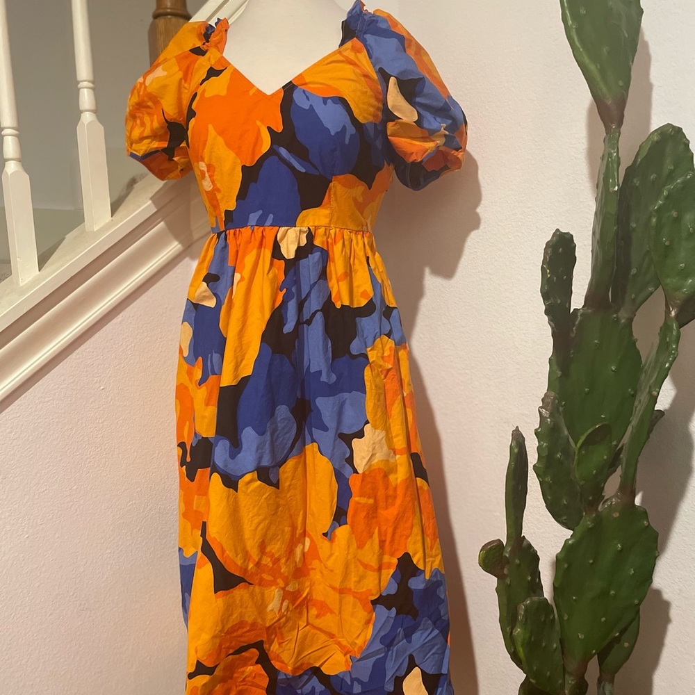 Tabitha Brown for Target - Floral Print Puff Sleeve Tie-Back Midi Dress